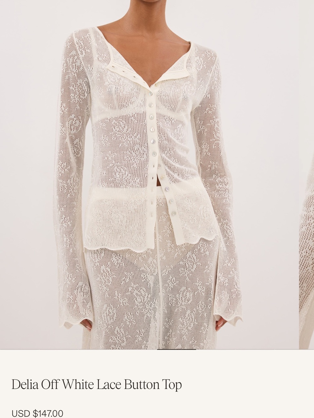 Delia Off White Lace Button Top by Dissh